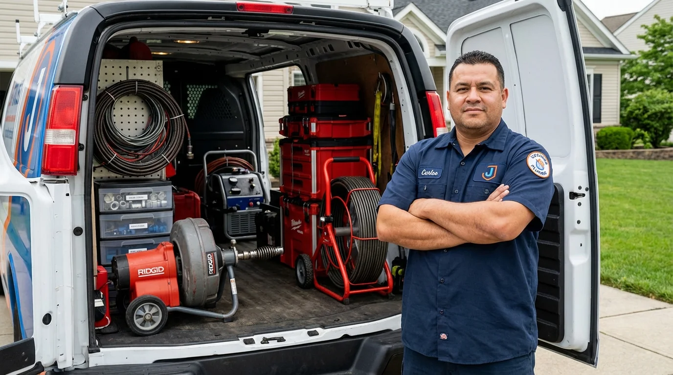 Professional drain cleaning equipment and Johns Plumbing LLC plumber in Selmer