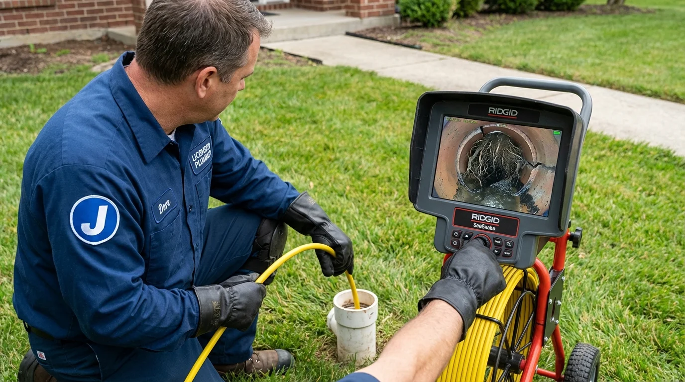 Sewer camera inspection being performed by Johns Plumbing LLC in Selmer