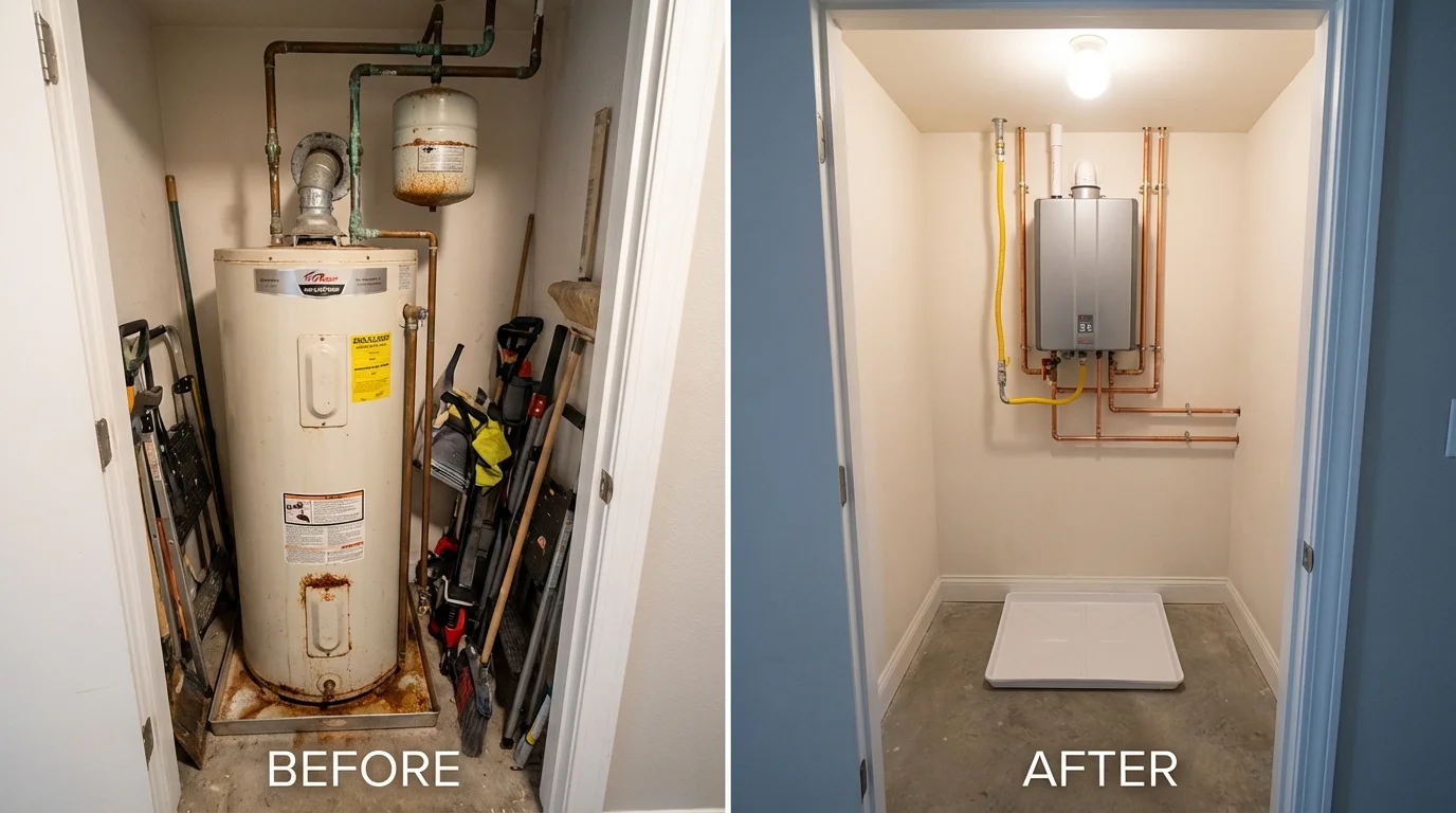 Tank water heater versus wall-mounted tankless unit comparison for Selmer, TN homeowners